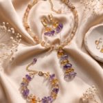 Серьги с цитрином и аметистом
